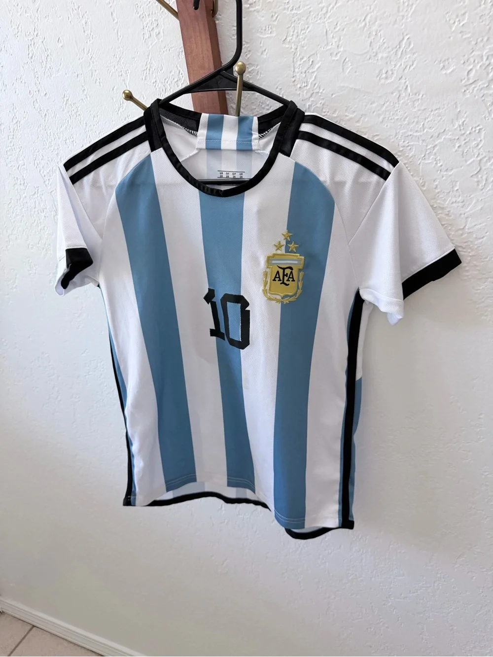 Argentina Striped Soccer Jersey - White & Light Blue - Unbranded